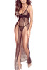 Aster Black Polkadot Double Slit Long Night Gown Lingerie