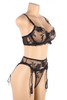 Ophelia Black elegant Bra Garter Belt Set Plus Size