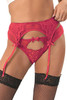 Yolanda Red Eyelash Lace  Garter Belt Panty Set