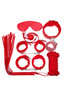 Red Faux Leather Fur Lined 10 piece Beginners Bondage Kit