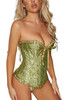 Green Gold Jacquard Vintage Bustier Corset Top