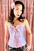Pale Blue Pink Jacquard Vintage Bustier Boned Corset Top