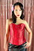 Red Satin Sweetheart Plain Boned Overbust Corset