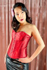 Red Satin Sweetheart Plain Boned Overbust Corset