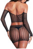 Gretchen Black Fishnet Off Shoulder Long Sleeves Skirt Body Stockings set