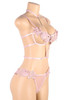 Romy Pink Embroidered Chain Bra and Panty Lingerie Set