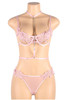 Romy Pink Embroidered Chain Bra and Panty Lingerie Set