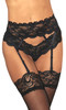 Janice Black Scallop Lace  Garter Belt Lace Panty Set