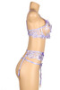 Lilian lavender Embroidered Lace Bra Garter Belt Lingerie Set Plus Size