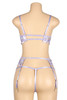 Lilian lavender Embroidered Lace Bra Garter Belt Lingerie Set Plus Size