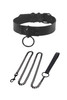 Black Pleather Bondage Collar Choker w/ Detachable Chain Leash