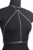 Black Pleather Choker Collar to Waist Chain Harness