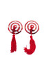 Round Target White and Red Sequin Nipple Tassel Pasties