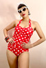 Marilyn Retro Red and White Polkadot One Piece Swimsuit