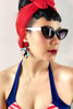 Bettie Black & White Cat Eye Pin-up Girl Retro Sunglasses