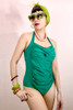 Hattie Plain Green Ruched One Piece Swimsuit