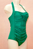 Hattie Plain Green Ruched One Piece Swimsuit