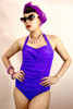 Hattie Plain Purple Ruched One Piece Swimsuit