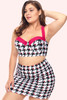 Jennifer Kitty Houndstooth Retro Push-up 2 pc Skirt Swimsuit Large
