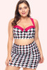 Jennifer Kitty Houndstooth Retro Push-up 2 pc Skirt Swimsuit Large