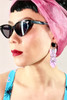 Retro Bondage Girl Pearlized Purple Heart Stud Dangling Acrylic Earrings