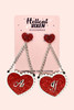 Red Glitter As If Clueless Inspired Sparkly Heart Stud Chain Dangling Laser CutAcrylic Earrings