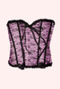 Pink Lace Burlesque Bustier Boned Corset Top