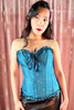 Teal Brocade Jacquard Bustier Corset Top worn, front view