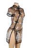 Gilly Black Sheer Peacock Cheongsam inspired Chemise