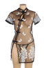 Gilly Black Sheer Peacock Cheongsam inspired Chemise