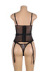 Minerva Black Sheer Embroidered Garter Cami Lingerie Set