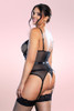 Minerva Plus Size Black Sheer Embroidered Garter Cami Lingerie Set