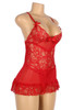 Aryana Red Mesh Floral LaceElegant Classic Chemise 