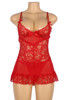 Aryana Red Mesh Floral LaceElegant Classic Chemise 