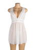 Catelyn White Plus Size Bridal V Neck Mesh Lace Babydoll