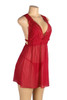 Catelyn  Red Plus Size V Neck Mesh Lace Empire Waist babydoll