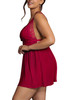 Catelyn  Red Plus Size V Neck Mesh Lace Empire Waist babydoll