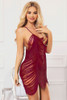 Celestia Wine Red Tassel Vintage Nighties Sexy Lingerie.