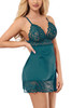 Alexis Teal Blue Green Lace Satin Elegant Babydoll