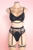 Olenna Black Bondage Lingerie Set with Garters