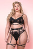 Olenna Plus Size Black Lingerie Set with Garter Belt.