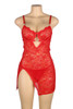 Marion Red Lace Balconette Cup Side Slit Chemise