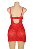 Marion Red Plus Size Lace Balconette Cup Side Slit Chemise