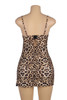 Yara Leopard Plus Size Black Lace Front Slit Sleepwear Chemise