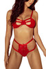 Kinley Red Strappy Bralette & Cut-Out Hi Waist Lace Thong Set