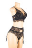 Fiora Black Lace Bralette Garter Belt Lingerie Set