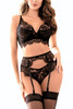 Fiora Black Lace Bralette Garter Belt Lingerie Set