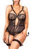 Brittany Plus Size Black Lace Demi Cup Garter Teddy