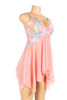 Fernie Pastel Peach Plus Size Asymmetric Classic Fairy Babydoll