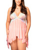 Fernie Pastel Peach Plus Size Asymmetric Classic Fairy Babydoll
